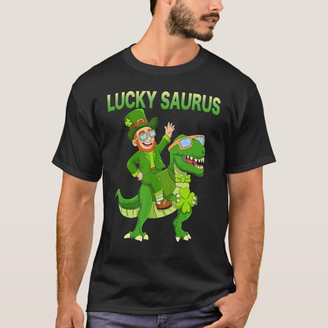 St Patricks Day Dinosaur Happy St Pat Trex Boys Gi T-Shirt (Front)