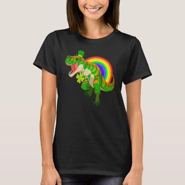 St Patricks Day Dinosaur Irish Green T-Rex Leprech T-Shirt (Front)