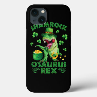 St. Patricks Day Dinosaur Shamrocks Coins and Luck iPhone 13 Case