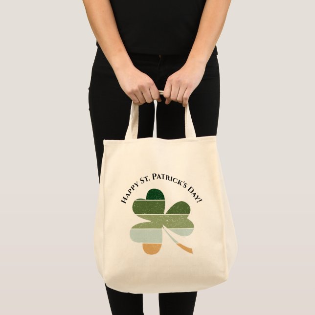 St. Patrick's Day Distressed Lucky Irish Shamrock Tote Bag (Front (Product))