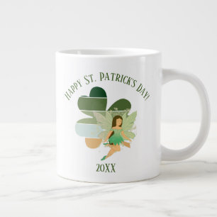 St. Patrick's Day Distressed Shamrock Irish Fairy Giant Coffee Mug