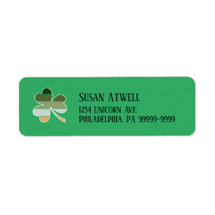 St. Patrick's Day Distressed Shamrock Rtn Address Label