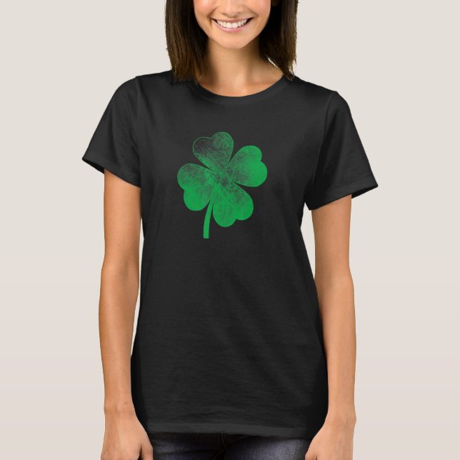 St Patricks Day Distressed Shamrock Saint Paddy's  T-Shirt (Front)