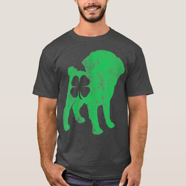 St Patricks Day Dog Pug Shamrock Clover Men T-Shirt (Front)