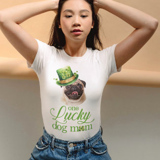 St Patrick's Day Dog wit Hat Mom Custom Photo T-Shirt