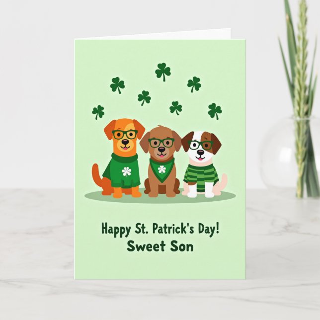 St Patricks Day Dogs Art Card (Front)