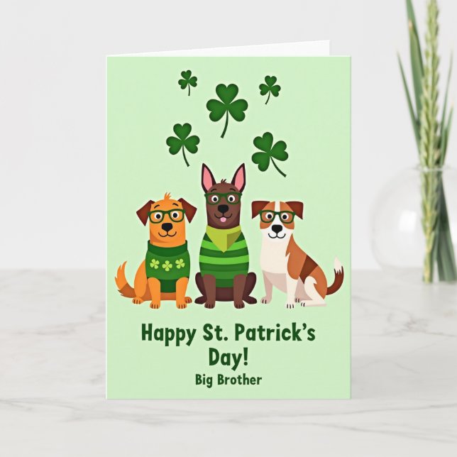 St Patricks Day Dogs Big Brother Card (Front)