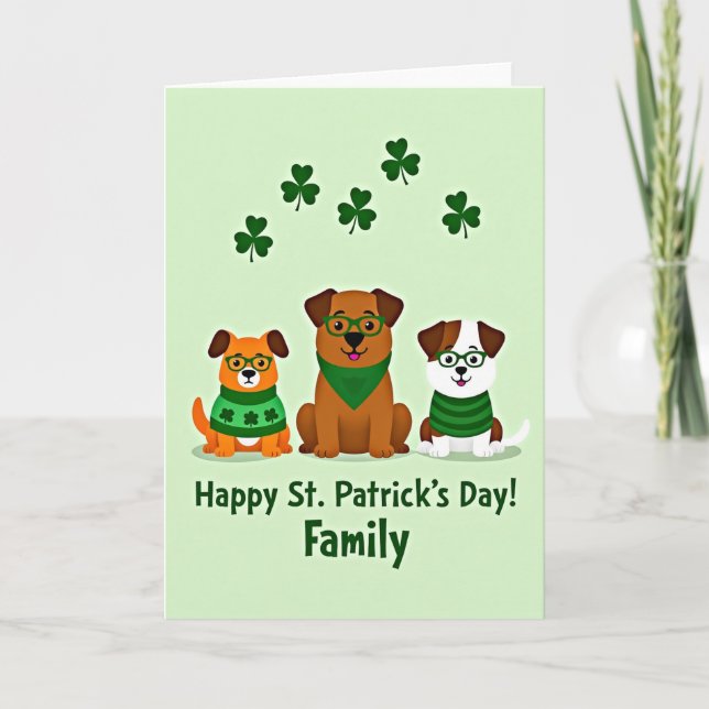 St Patricks Day Dogs Family Card (Front)