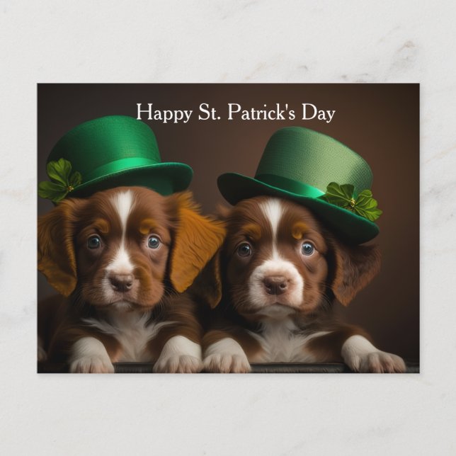 st. patrick's day dogs holiday postcard (Front)