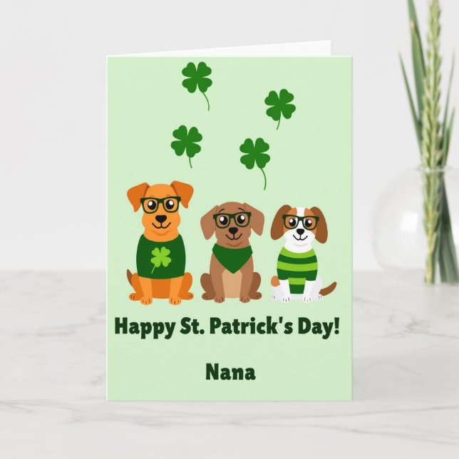 St Patricks Day Dogs Nana Card (Front)