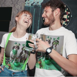 St. Patrick's Day Dogs Party Light Colored T-Shirt