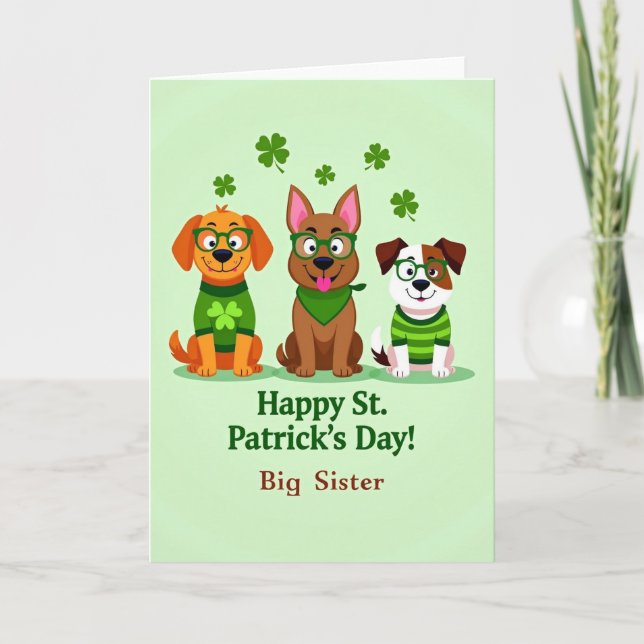 St Patricks Day Dogs Vector Art Card (Front)