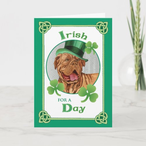 St Patricks Day Dogue de Bordeaux Card