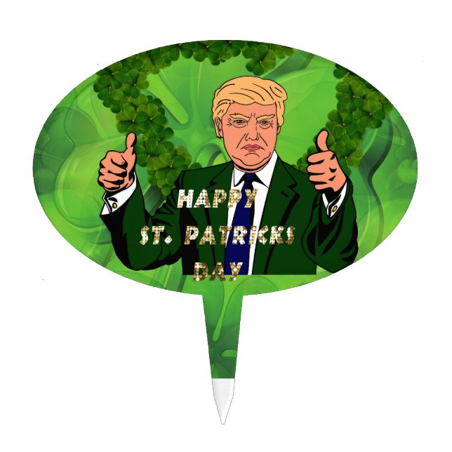 st patricks day donald trump cake topper (Front)