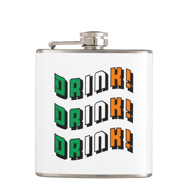St Patricks Day Drink Irish Funny Cute Drinking Flask (Front)