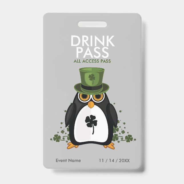 St. Patrick's Day Drink Pass Badge (Front)