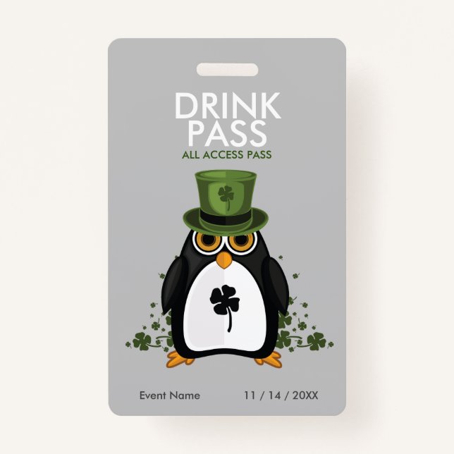 St. Patrick's Day Drink Pass Badge (Front)