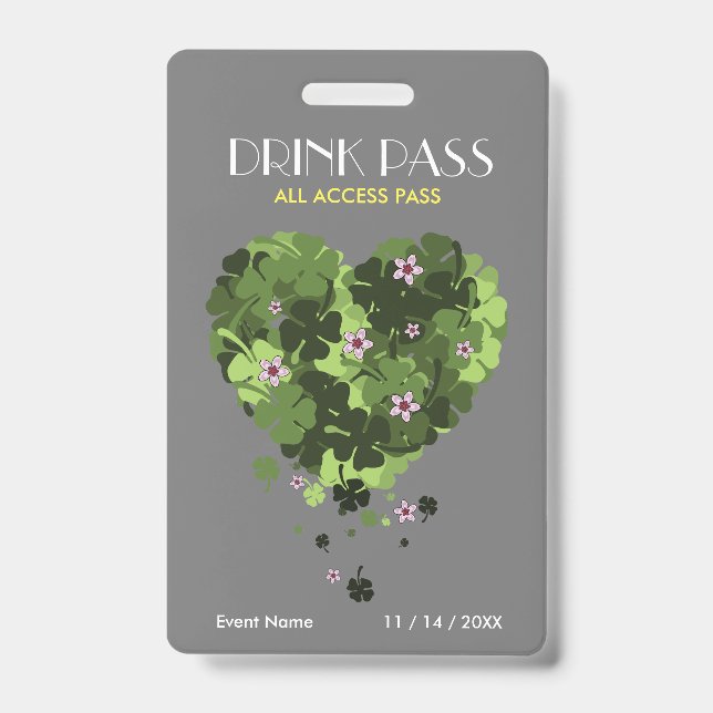 St. Patrick's Day Drink Pass Badge (Front)
