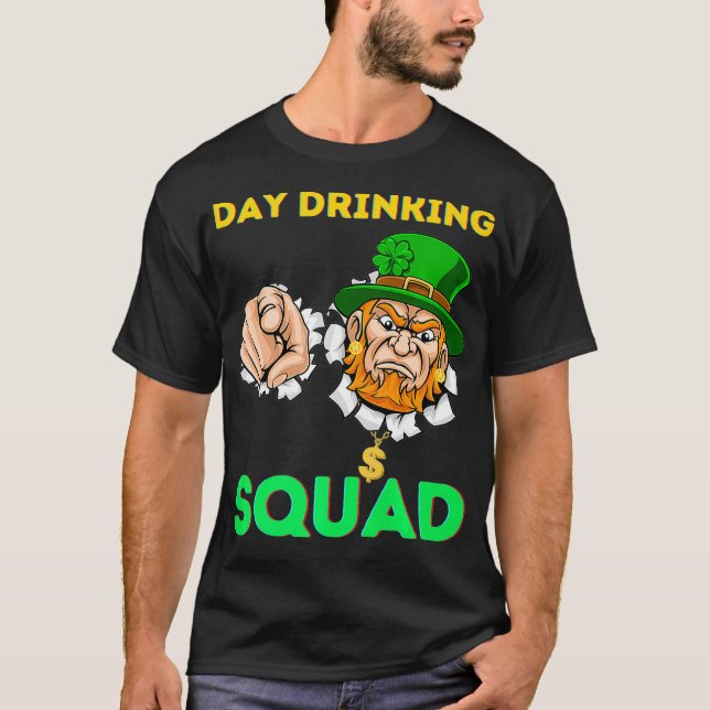 St Patricks Day Drinking Beer Funny Dad Man Gold T-Shirt (Front)