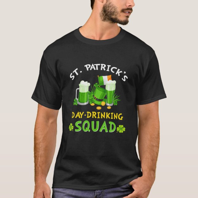 St Patricks Day Drinking Squad 2022 Irish Shamrock T-Shirt (Front)