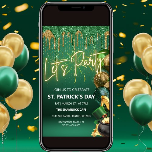 St Patricks Day Dripping Liquid Party Invitation