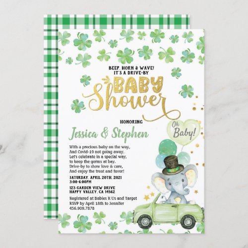 St Patricks Day Drive By Baby Shower Parade Invitation
