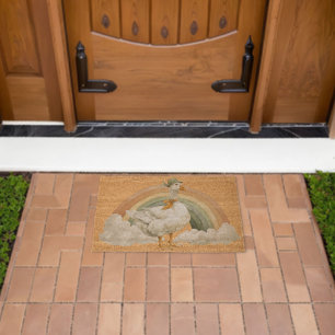 St Patrick's Day Duck with Rainbow Fiber Doormat