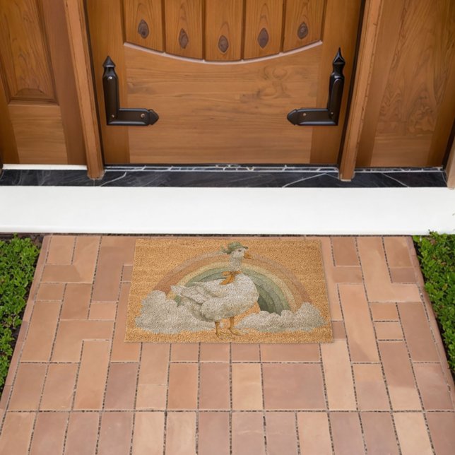  St Patrick's Day Duck with Rainbow Fiber Doormat (Insitu (Outdoor))
