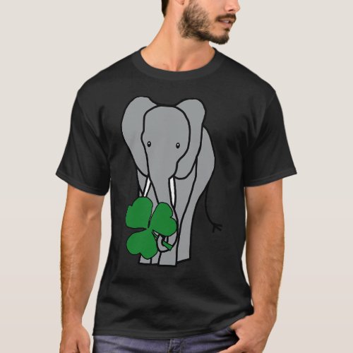 St Patricks Day Elephant with Shamrock T_Shirt