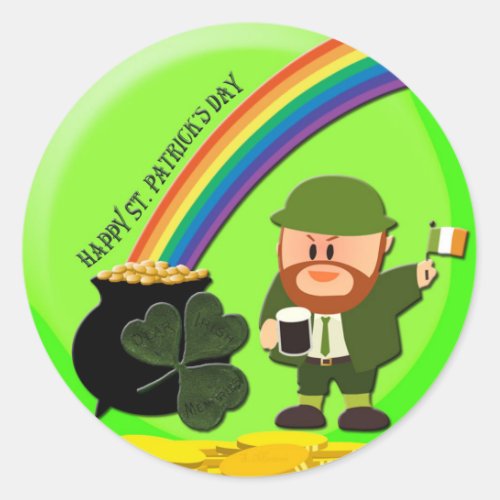 St Patricks Day End of Rainbow Classic Round Sticker