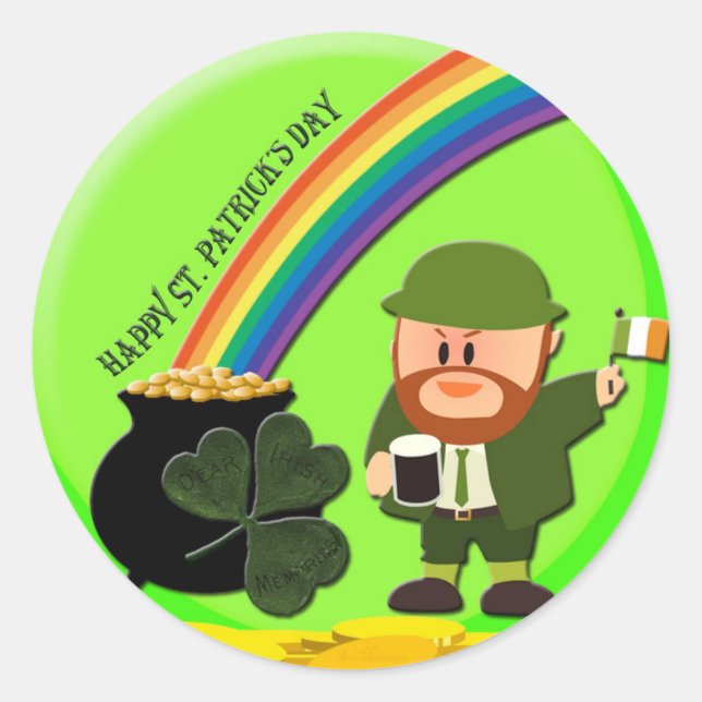 St. Patrick's Day End of Rainbow Classic Round Sticker (Front)