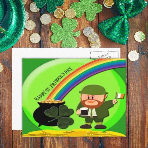St Patricks Day End of Rainbow Postcard