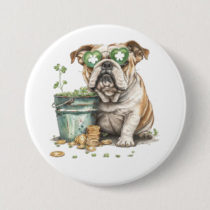 St. Patrick's Day English Bulldog Button