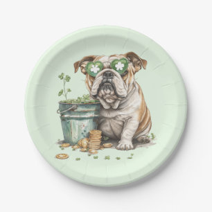 St. Patrick's Day English Bulldog Paper Plates