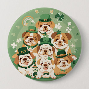 St. Patrick's Day English Bulldogs Button