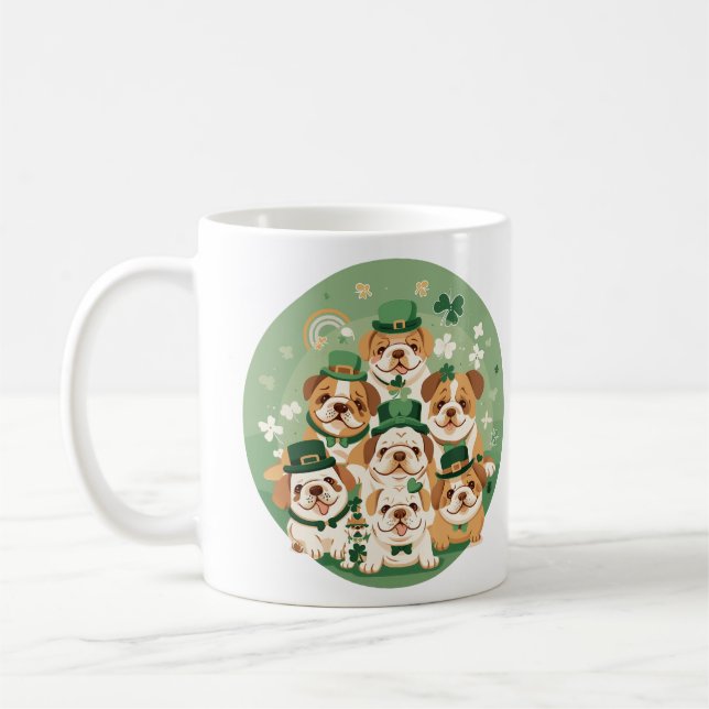 St. Patrick's Day English Bulldogs Coffee Mug (Left)