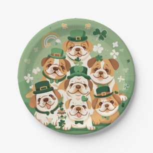 St. Patrick's Day English Bulldogs Paper Plates