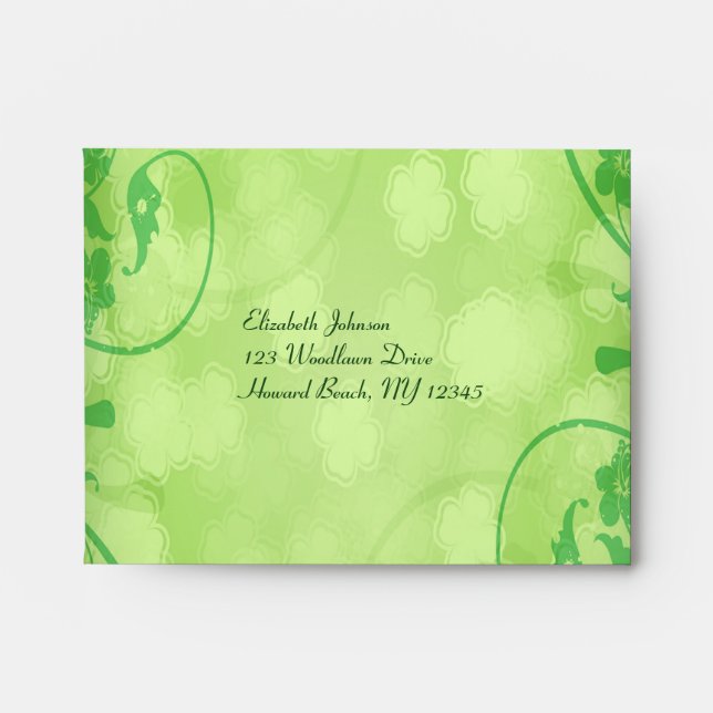 St. Patrick's Day Envelope for Reply Card (Front)