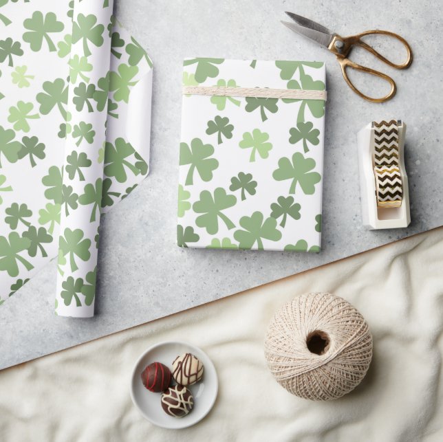 st patricks day face masks lucky good luck clovers wrapping paper (Crafts)