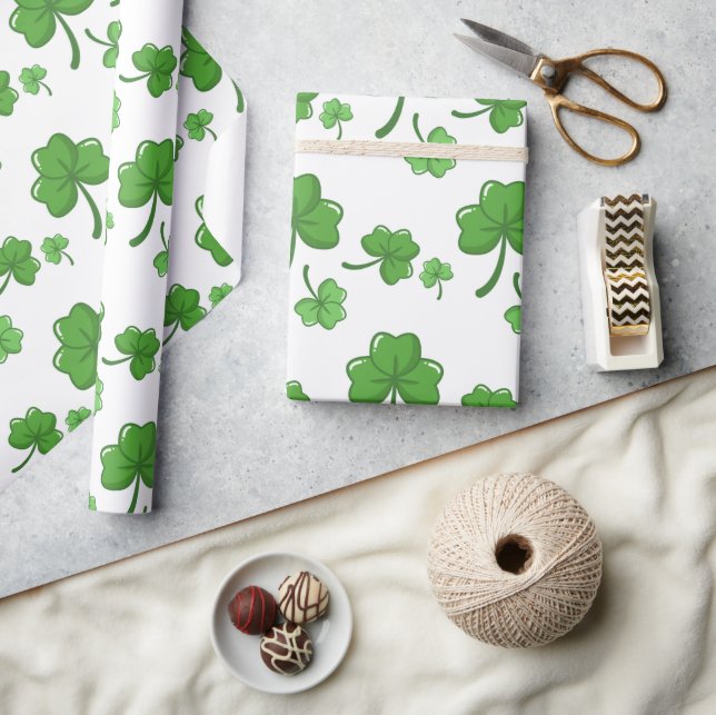 st patricks day face masks lucky good luck clovers wrapping paper (Crafts)