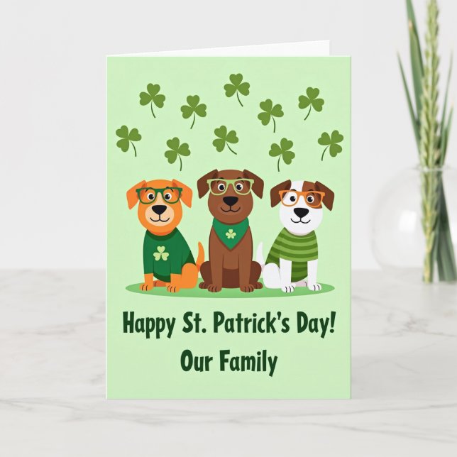 St Patricks Day Family Dogs Card (Front)