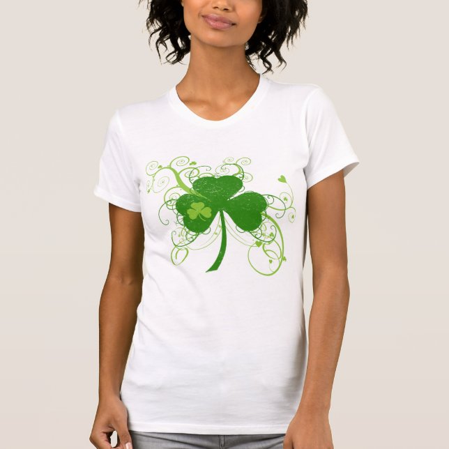 St Patricks Day Fancy Shamrock T-Shirt (Front)