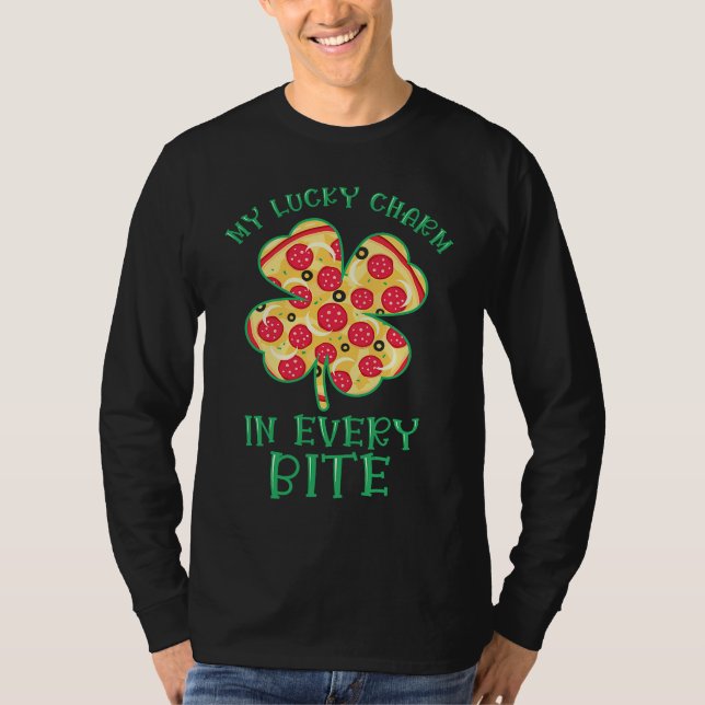 St Patrick's Day Fast Food Shamrock Pizza Saint Pa T-Shirt (Front)