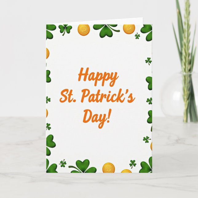 St Patricks Day Faux Gold Foil Card (Front)
