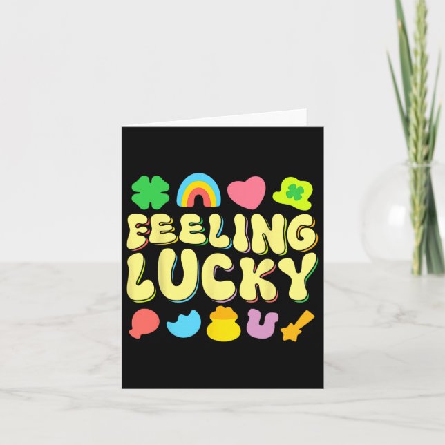 St Patricks Day Feeling Lucky Charm Irish Shamrock Card (Front)