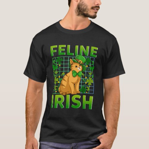 St Patricks Day Feline Irish Shenanigans T_Shirt