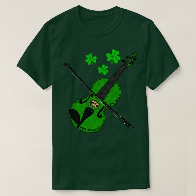 St Patricks Day Fiddle Violin Player Violinist T-Shirt (Design Front)