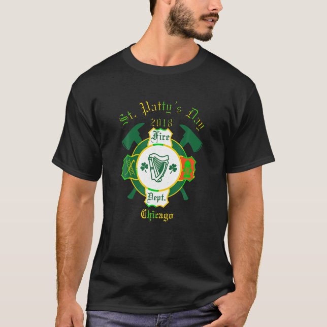 St Patricks day Firefighter Shirts Chicago Fire De (Front)