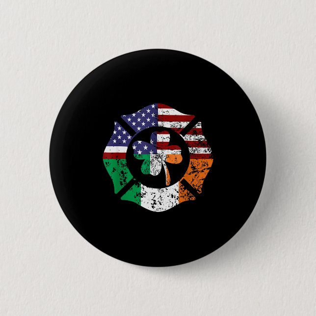 St Patrick's Day Fireman Gift Proud Firefighter Qu Button (Front)