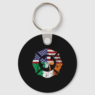 St Patrick's Day Fireman Gift Proud Firefighter Qu Keychain